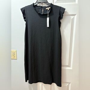 Lilla P Black Ruffle Detail Sleeveless Dress Size Medium NWT